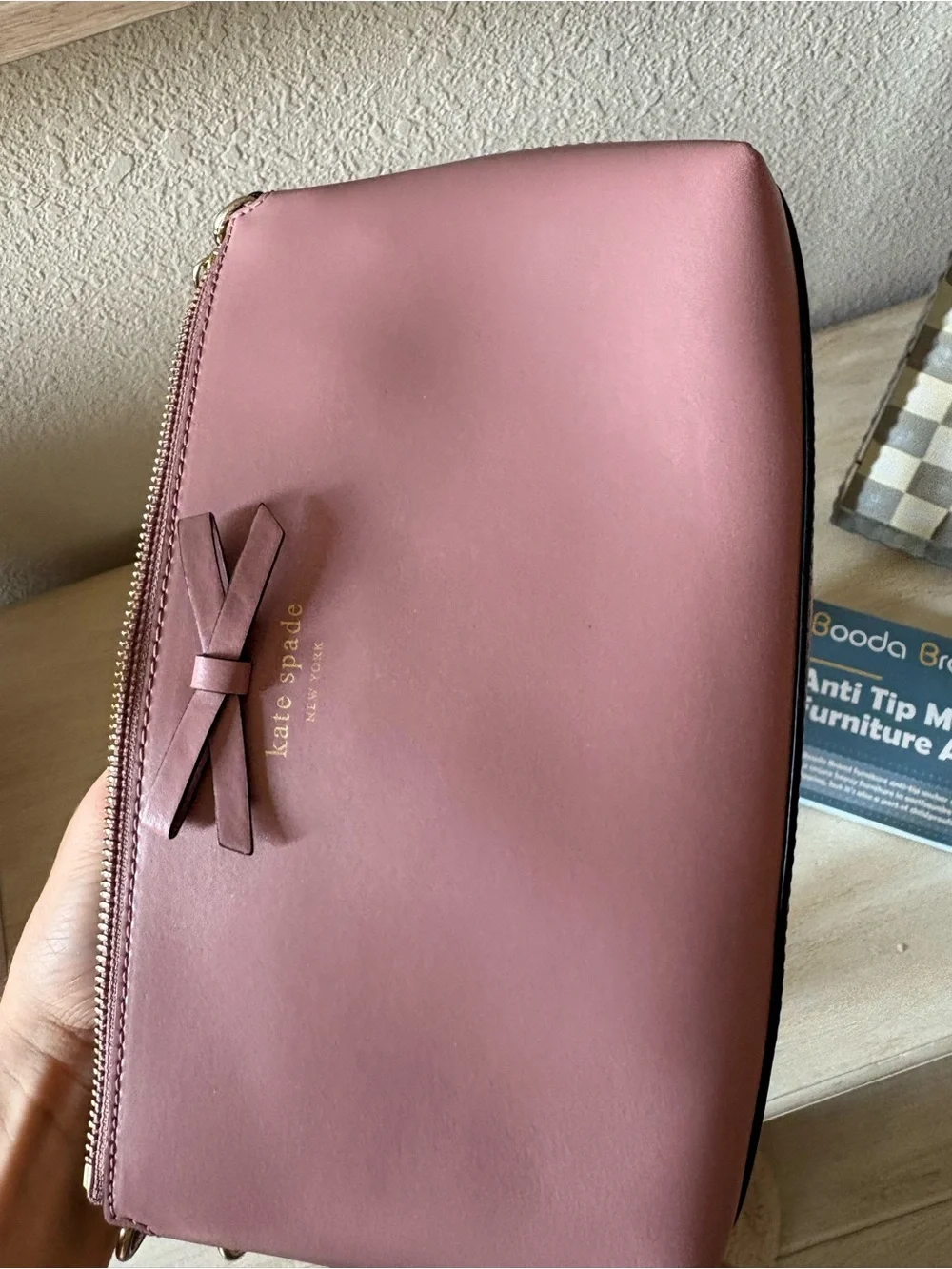 kate spade Dusty Pink Leather Crossbody with Bow Accent